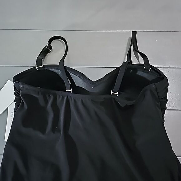 Beyond Control Women Black Twist Front Sweetheart Neckline Ruffle Swim dress 8 - Picture 12 of 16